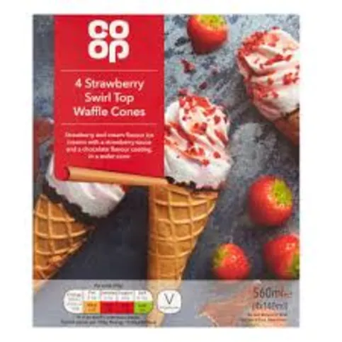 Co Op Strawberry Swirl Cones 4 Pack FROZEN
